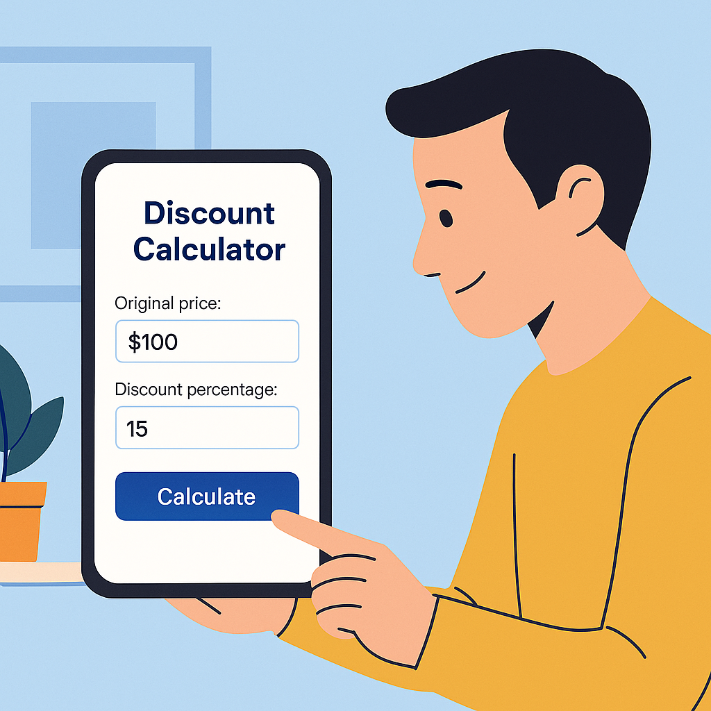 User using discount calculator tool
